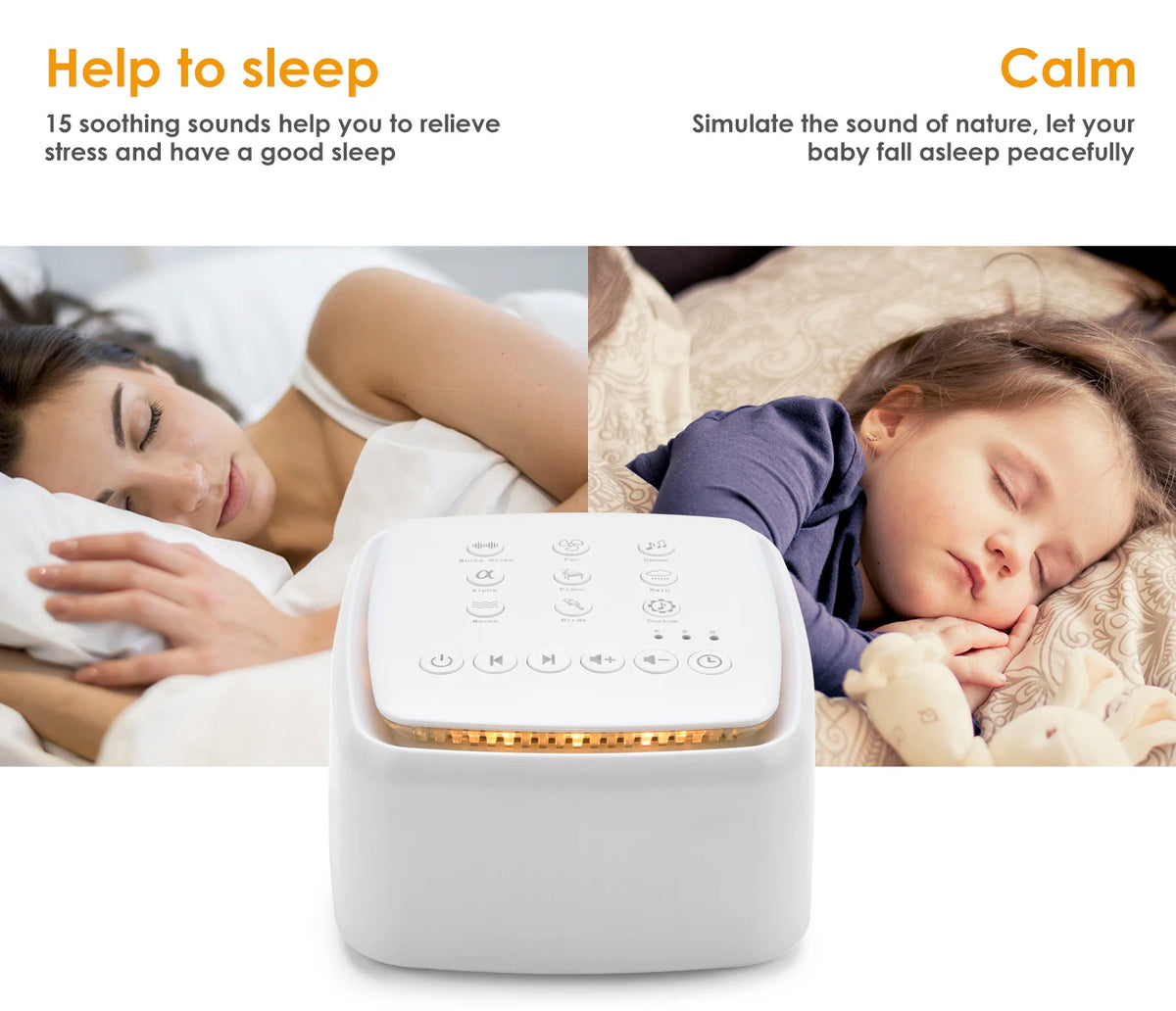 White Noise Machine Type-c Rechargeable Timed Shutdown Sleep Sound Machine For Sleeping  Relaxation For Baby Adult Office Travel