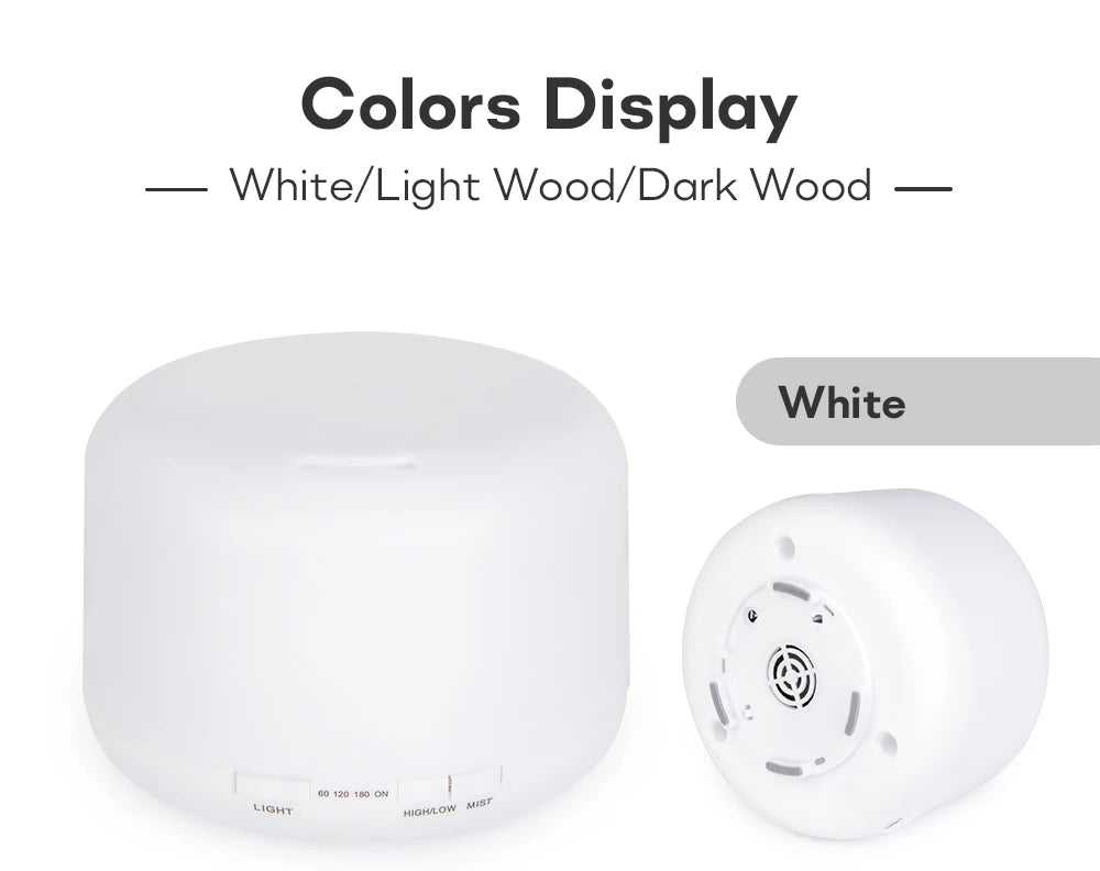 Air Humidifier & Essential Oil Diffuser - 300ml/500ml/1000ml with Lights, Remote Control, Ultrasonic Electric Aromatherapy