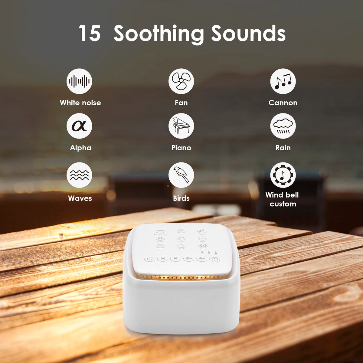 White Noise Machine Type-c Rechargeable Timed Shutdown Sleep Sound Machine For Sleeping  Relaxation For Baby Adult Office Travel