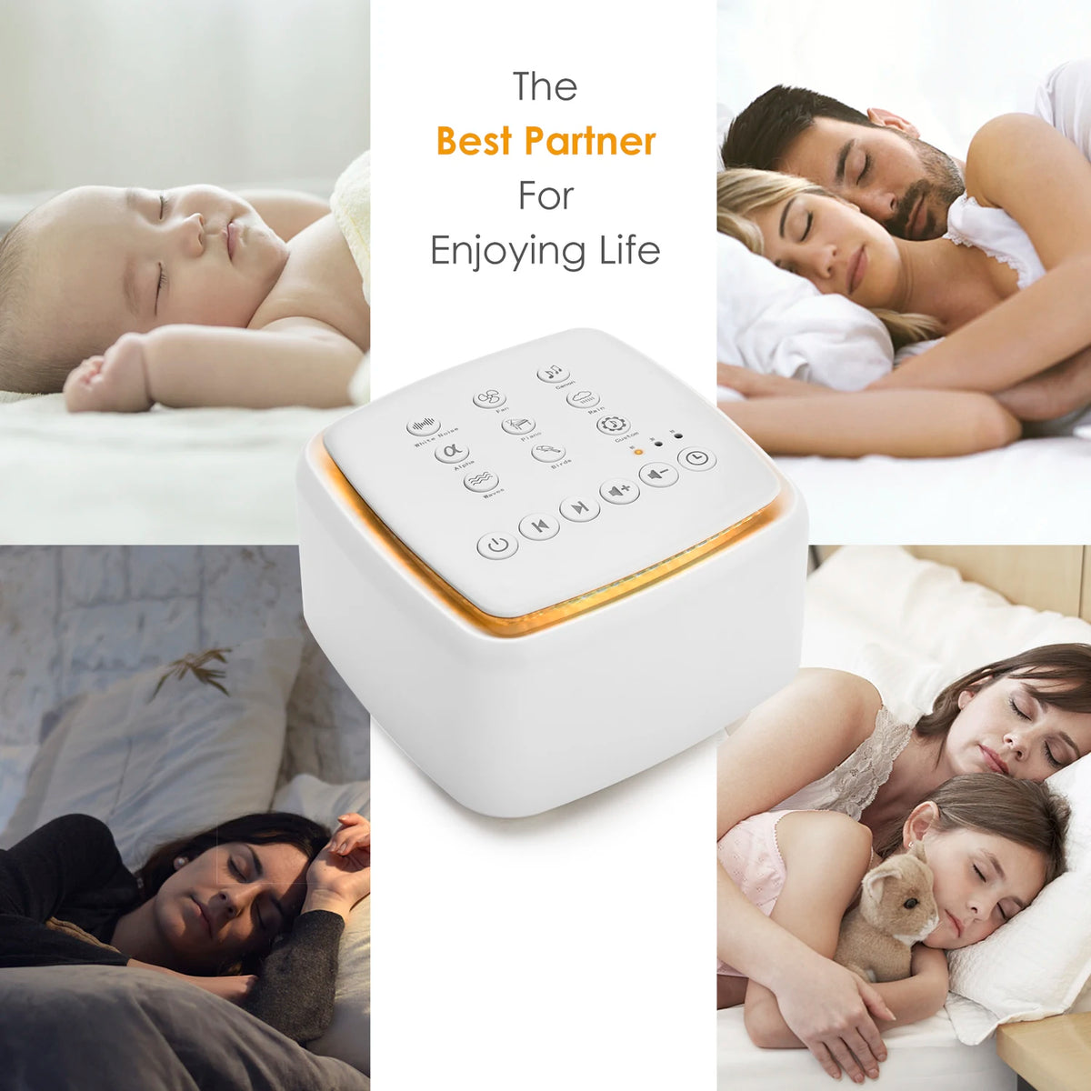 White Noise Machine Type-c Rechargeable Timed Shutdown Sleep Sound Machine For Sleeping  Relaxation For Baby Adult Office Travel