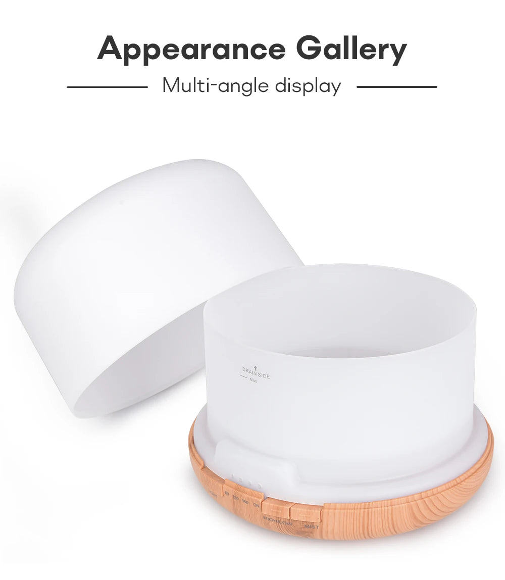 Air Humidifier & Essential Oil Diffuser - 300ml/500ml/1000ml with Lights, Remote Control, Ultrasonic Electric Aromatherapy