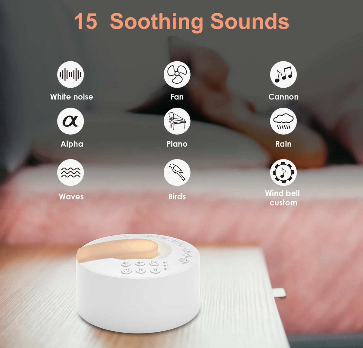 White Noise Machine Type-c Rechargeable Timed Shutdown Sleep Sound Machine For Sleeping  Relaxation For Baby Adult Office Travel