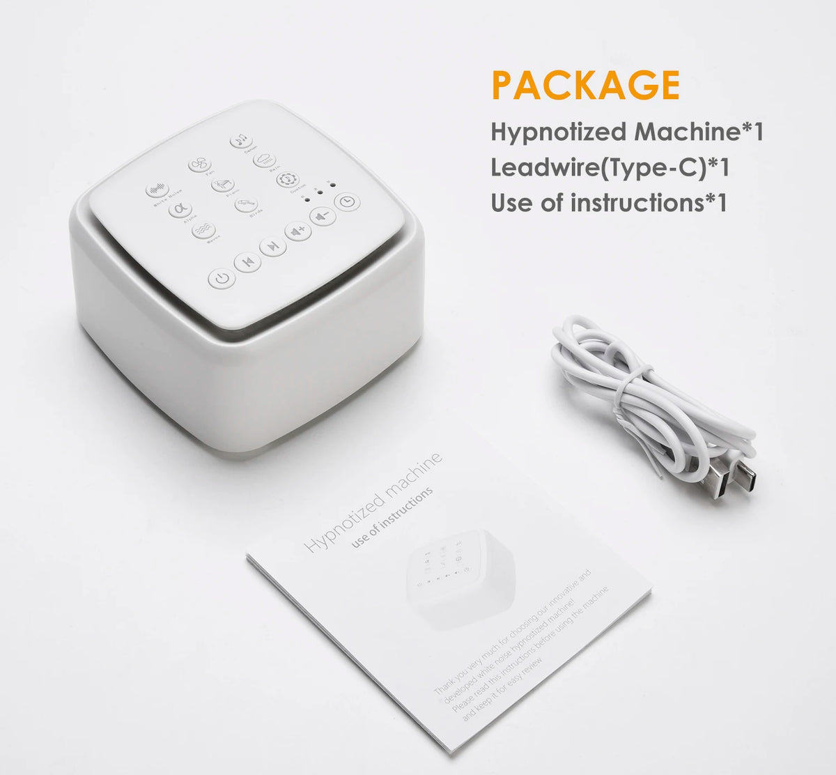 White Noise Machine Type-c Rechargeable Timed Shutdown Sleep Sound Machine For Sleeping  Relaxation For Baby Adult Office Travel