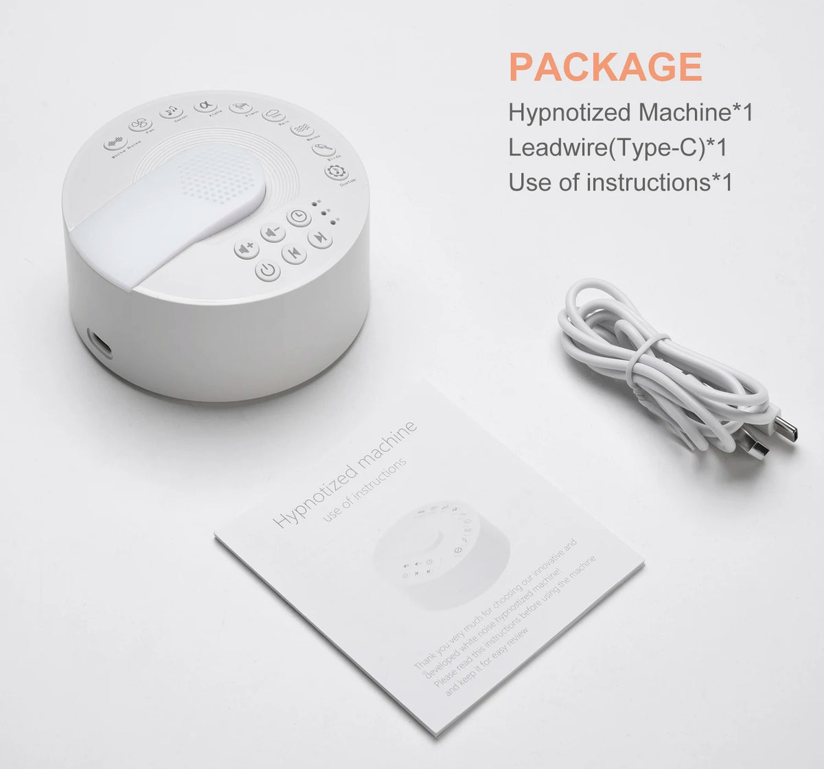 White Noise Machine Type-c Rechargeable Timed Shutdown Sleep Sound Machine For Sleeping  Relaxation For Baby Adult Office Travel