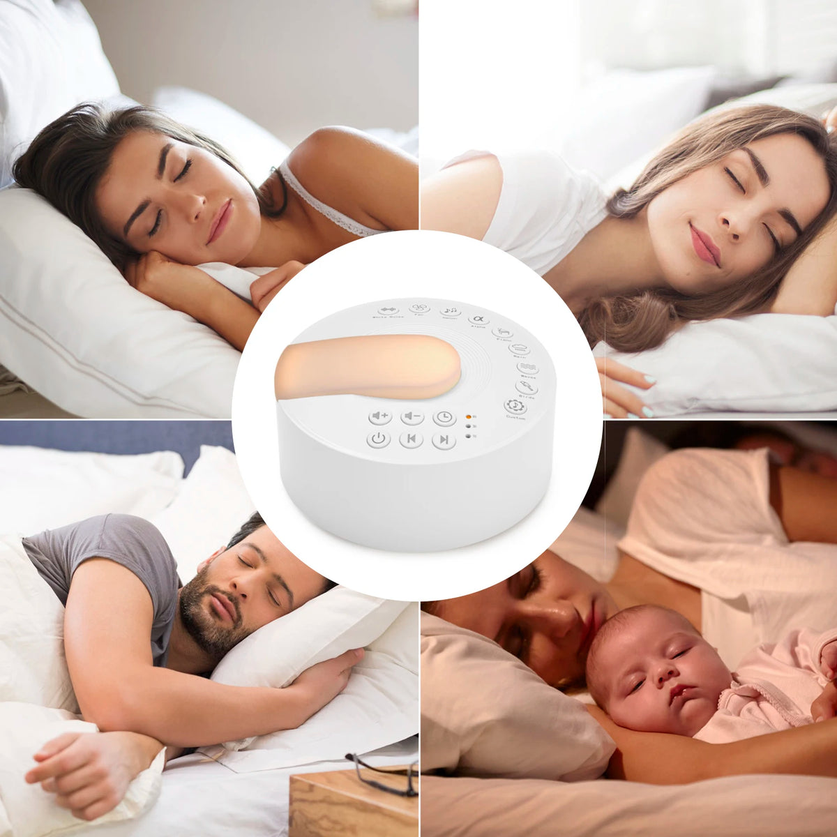 White Noise Machine Type-c Rechargeable Timed Shutdown Sleep Sound Machine For Sleeping  Relaxation For Baby Adult Office Travel