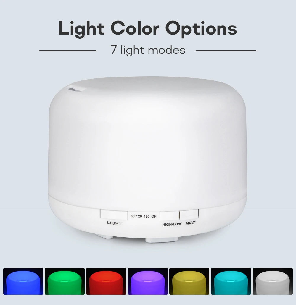 Air Humidifier & Essential Oil Diffuser - 300ml/500ml/1000ml with Lights, Remote Control, Ultrasonic Electric Aromatherapy