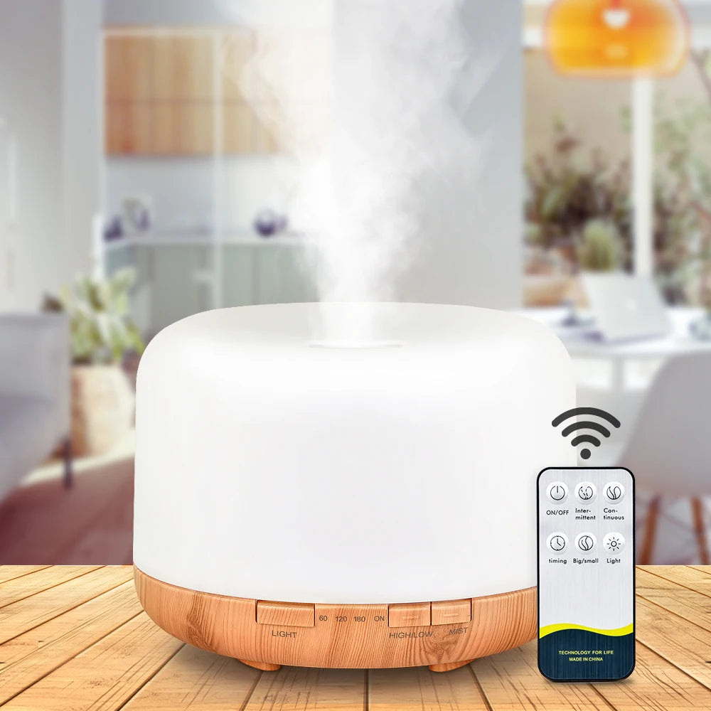 Air Humidifier & Essential Oil Diffuser - 300ml/500ml/1000ml with Lights, Remote Control, Ultrasonic Electric Aromatherapy