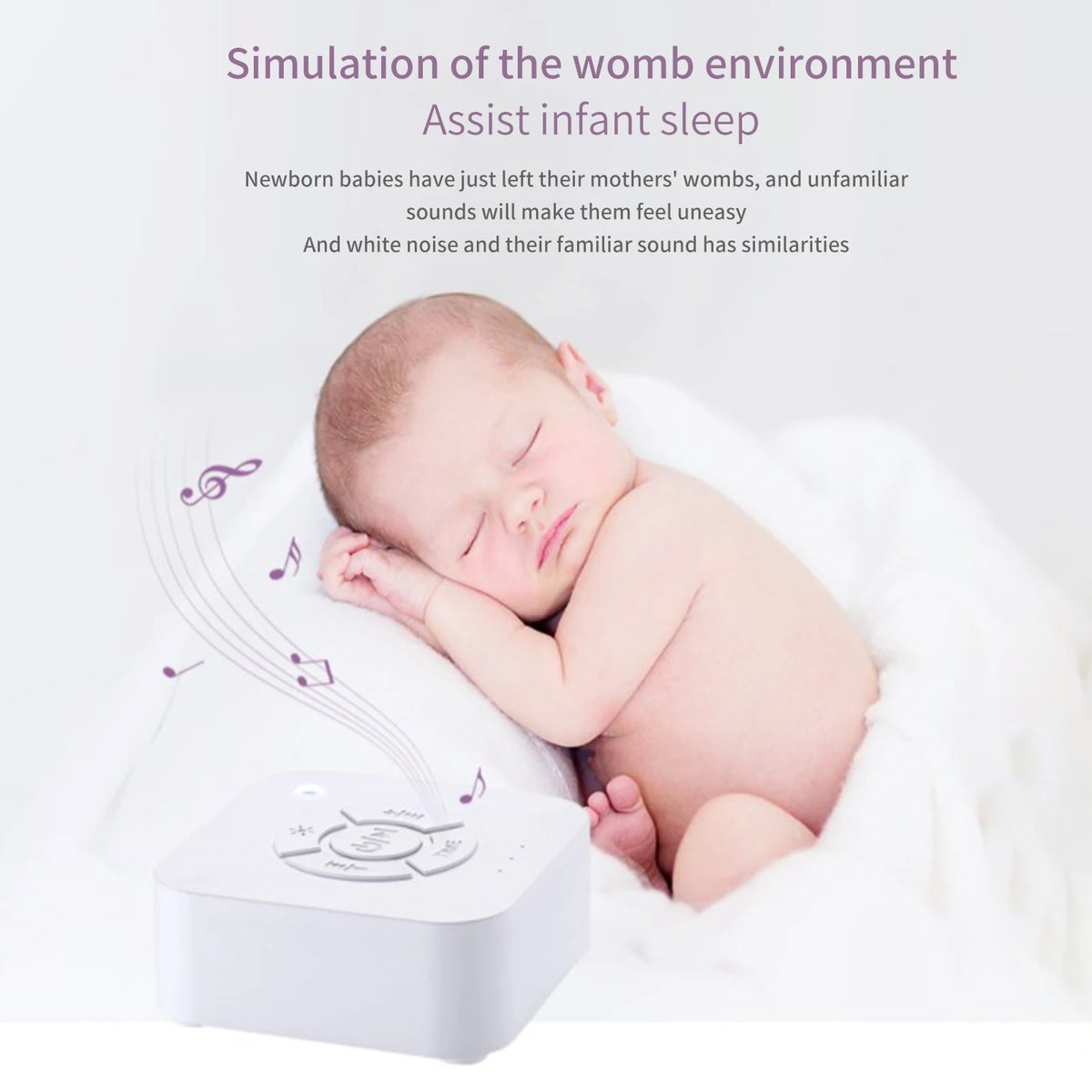 White Noise Sound Machine For Baby USB Charging Sleep Timer Baby Sleep Soothing Instrument Music Sleep Instrument Office Travel