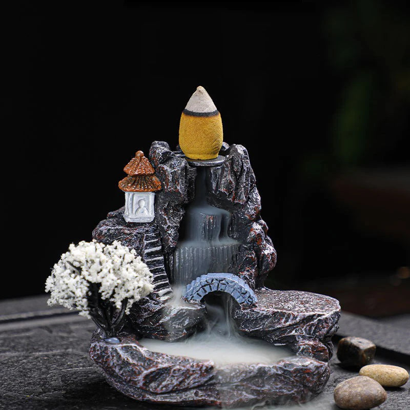 Deluxe Waterfall Backflow Incense Holder with Complimentary Cones – This stunning ceramic aromatherapy ornament turns burning incense into living art. The smoke cascades smoothly downward in swirling rivers