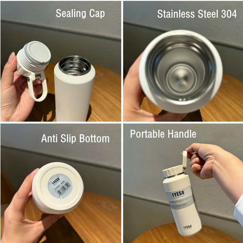 Tyeso Large Capacity Insulated Sport Water Bottle - Easy-Pull, Leak-Proof Travel Mug with Handle for Men and Women