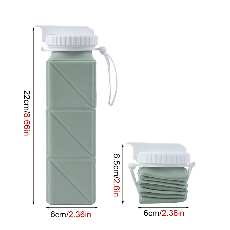 Collapsible Water Bottle with Leakproof Valve - Reusable Silicone Bottle for Travel, Gym, Camping, and Sports