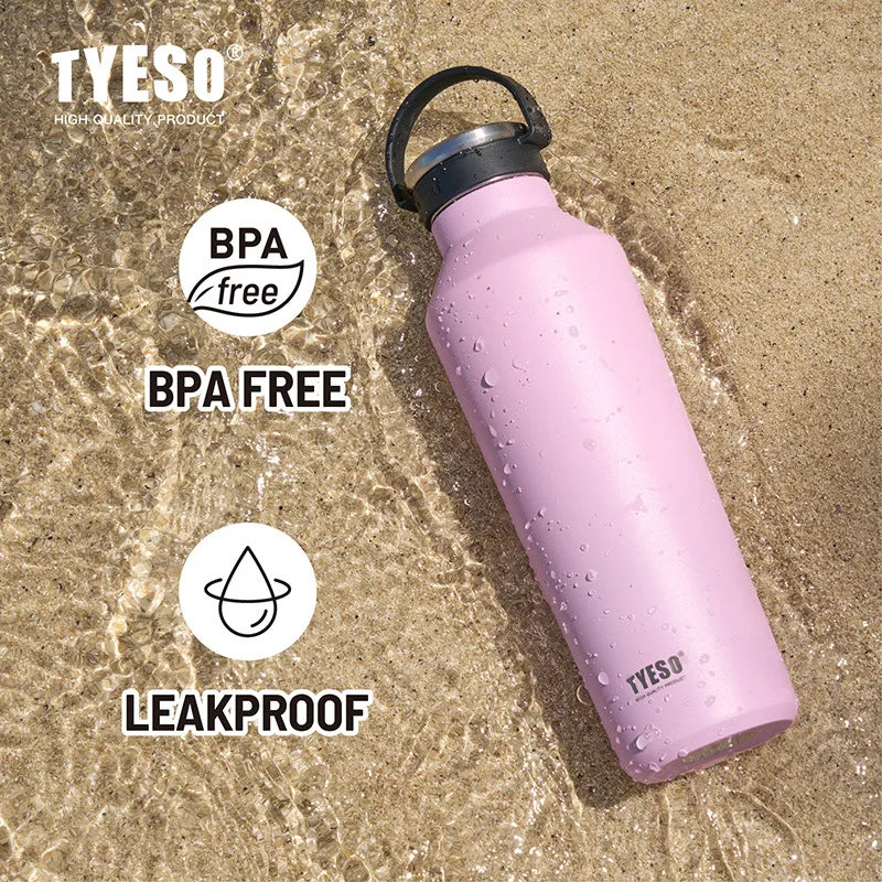 Tyeso 500ml Vacuum Insulated Water Bottle - Leak-Proof, Durable, Matte Finish with Portable Handle for Outdoor Sports