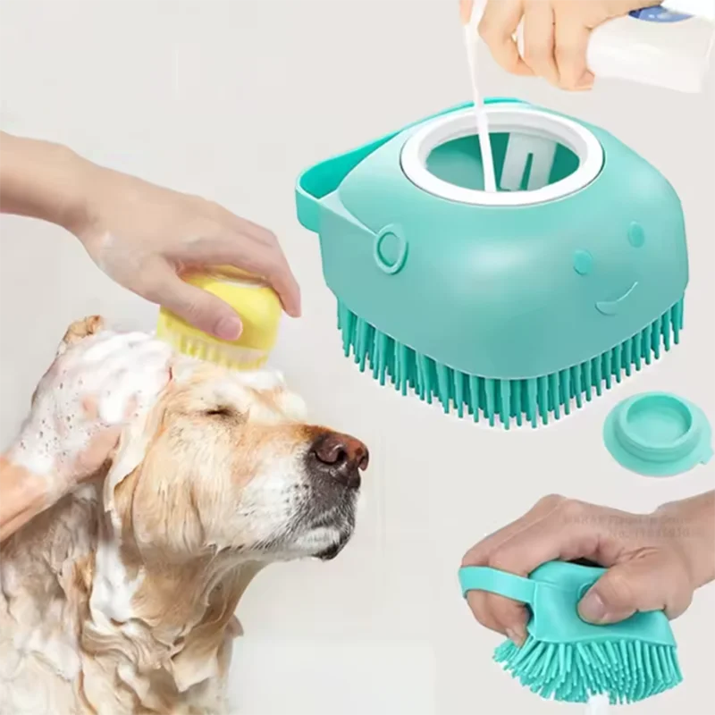 New Multifunctional Silicone Bath Massage Brush - Soft Safety Pet Grooming Tool for Puppies, Big Dogs & Cats