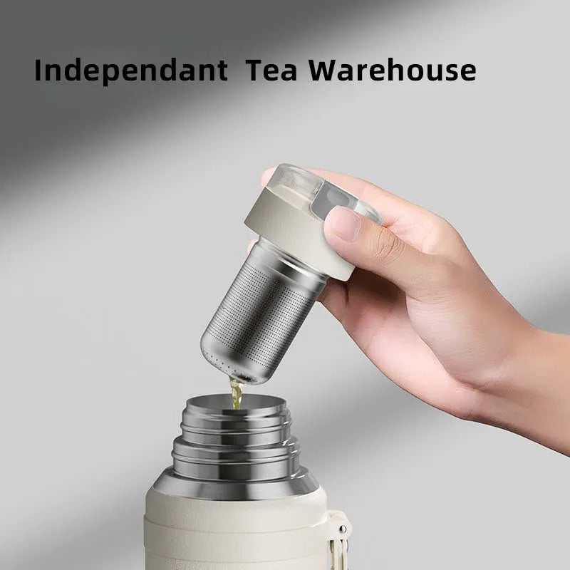Stainless Steel Thermos Bottle with Magnetic Control, Outdoor Portable Flask, Insulated Water Bottle, Tea Warehouse, 316L