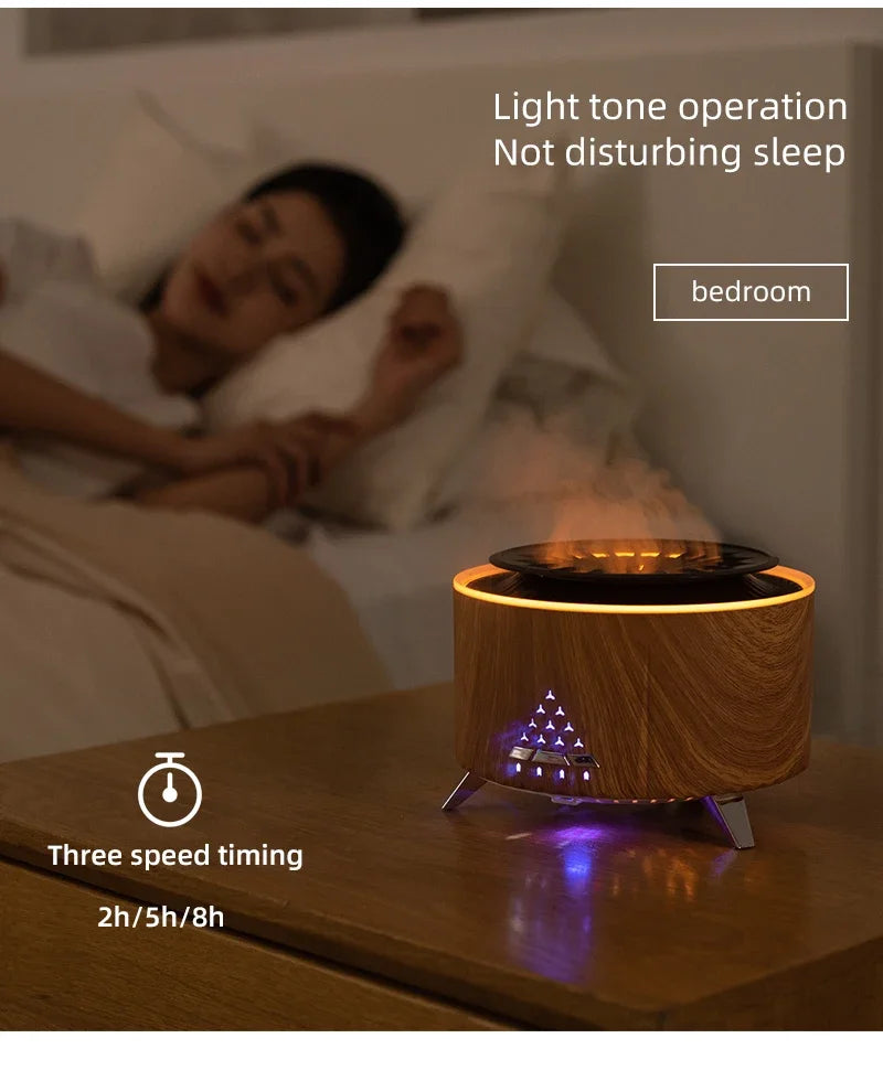 350ml Volcano Flame Air Humidifier - Sleep Aid White Noise Bluetooth Speaker, Essential Oil Diffuser with Remote for Bedroom