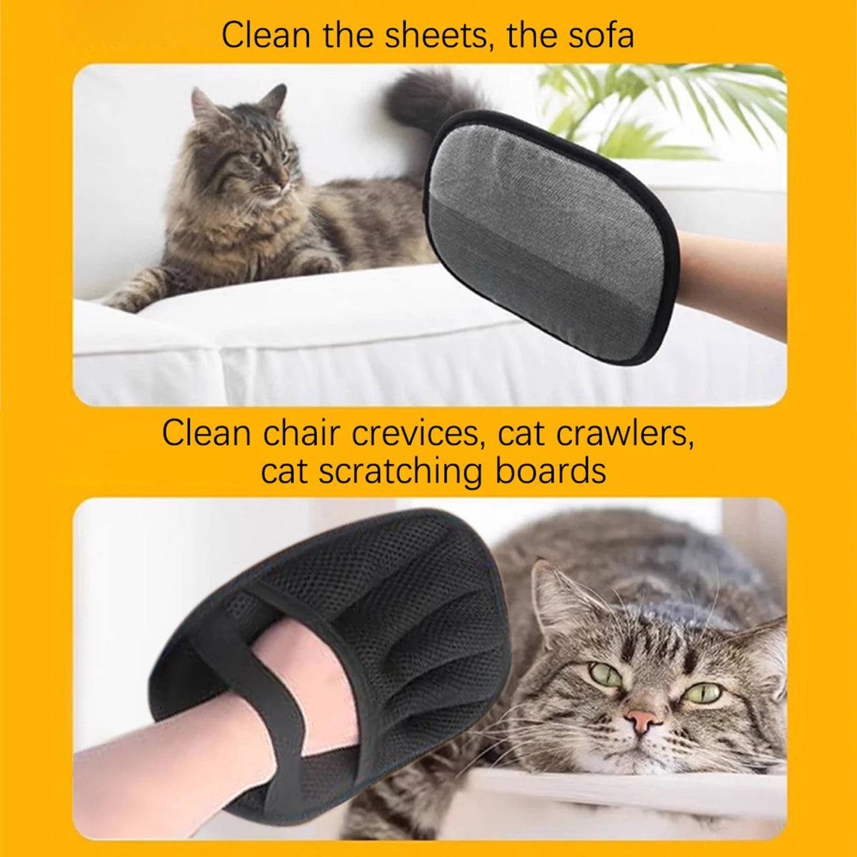 2-in-1 Pet Hair Removal Gloves - Lightweight, Portable Multifunctional Fur Catchers for Cats and Dogs