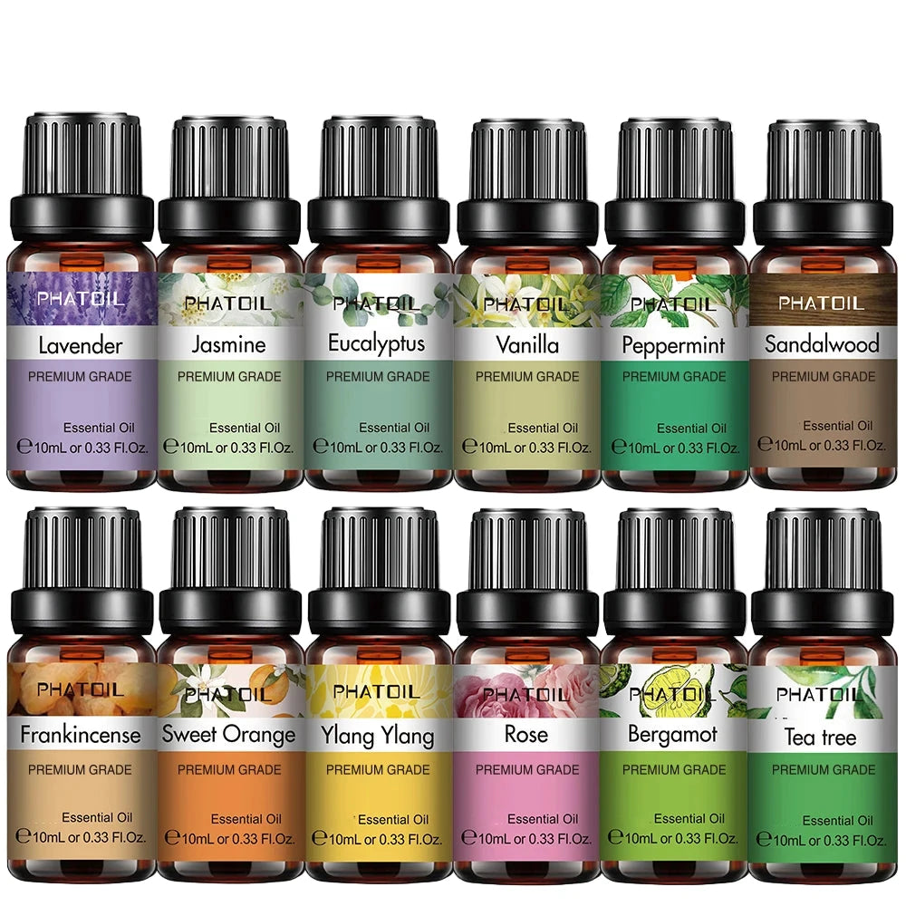 10ml Pure Natural Lavender Essential Oil - For Diffuser, Humidifier, Aromatherapy; Jasmine & Vanilla Scents for Skin Care & DIY Soap