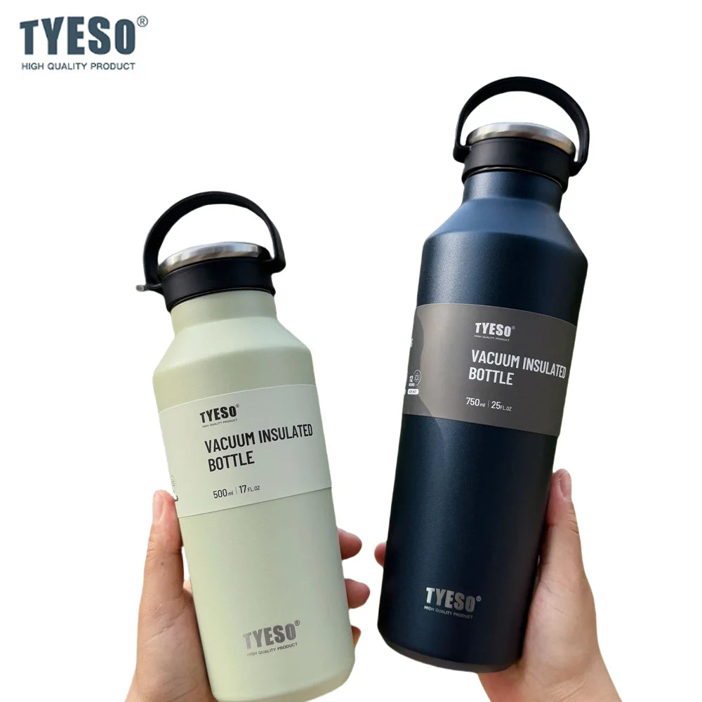 Tyeso 500ml Vacuum Insulated Water Bottle - Leak-Proof, Durable, Matte Finish with Portable Handle for Outdoor Sports