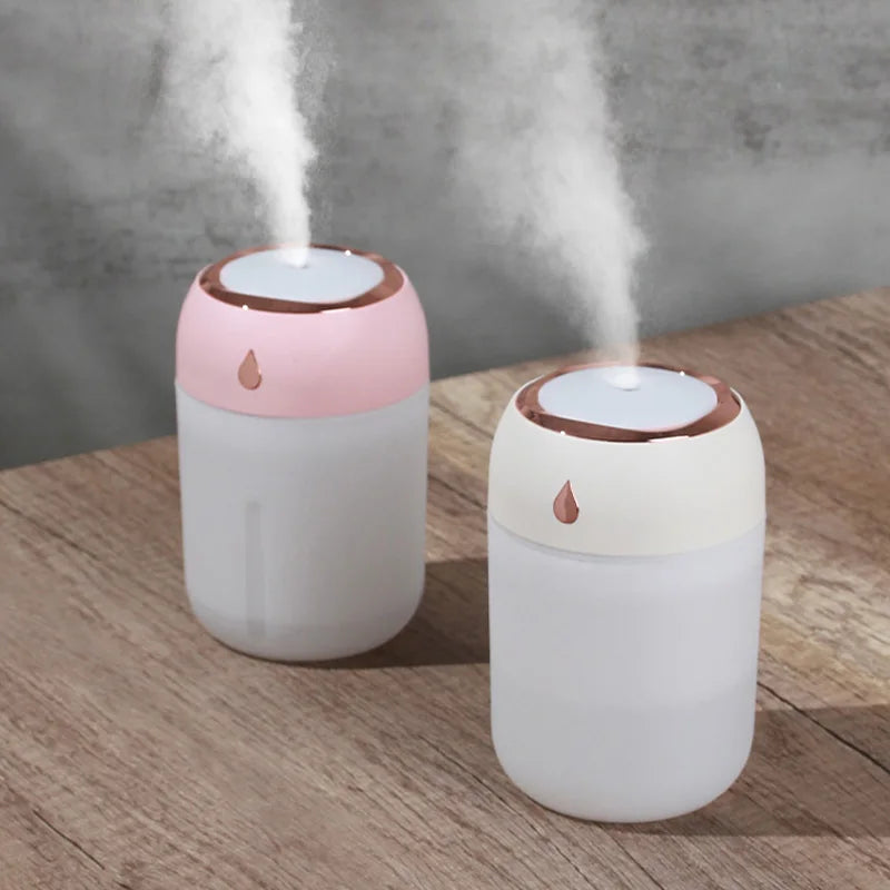 Portable Mini USB Air Humidifier & Aroma Diffuser - 330ml LED Cool Light Mist for Room, Home, Car, Plants & Air Purifier