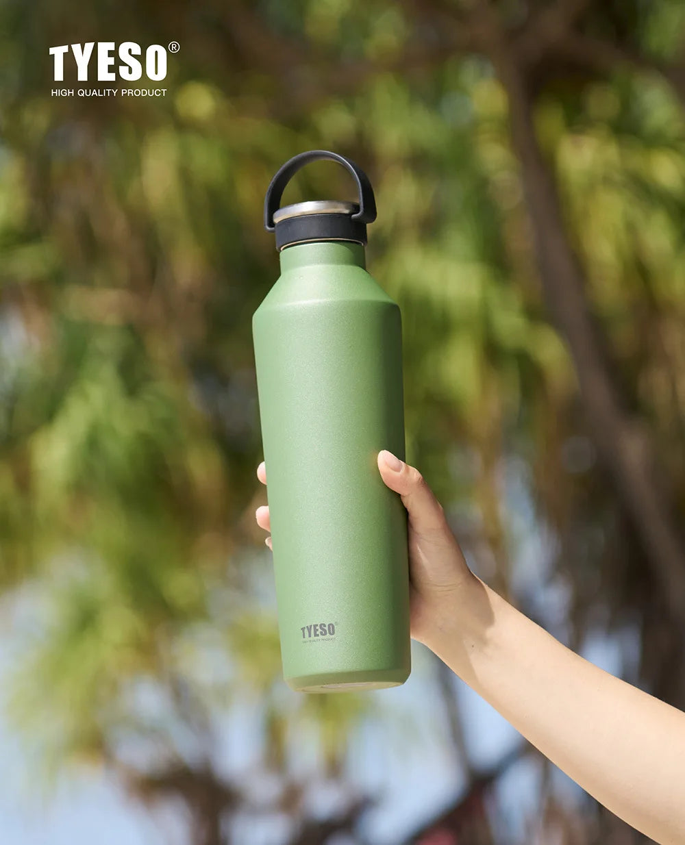 Tyeso 500ml Vacuum Insulated Water Bottle - Leak-Proof, Durable, Matte Finish with Portable Handle for Outdoor Sports