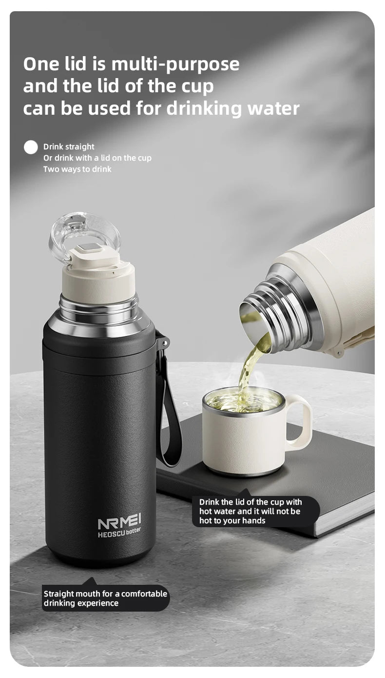 Stainless Steel Thermos Bottle with Magnetic Control, Outdoor Portable Flask, Insulated Water Bottle, Tea Warehouse, 316L