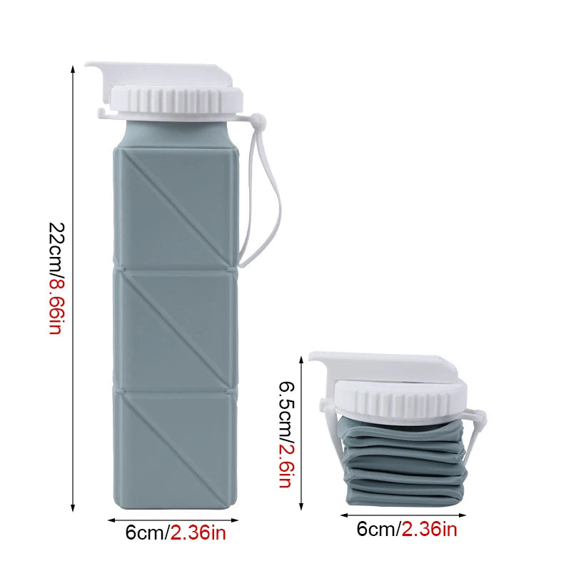 Collapsible Water Bottle with Leakproof Valve - Reusable Silicone Bottle for Travel, Gym, Camping, and Sports