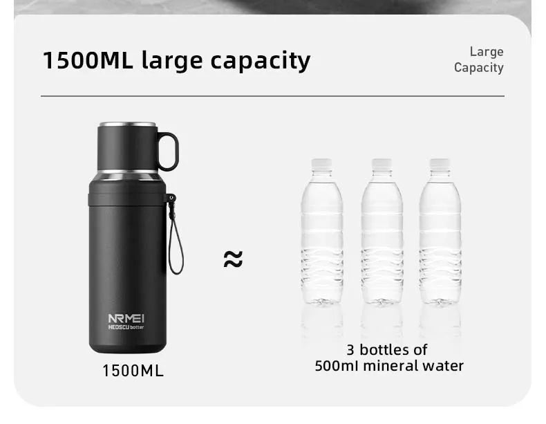 Stainless Steel Thermos Bottle with Magnetic Control, Outdoor Portable Flask, Insulated Water Bottle, Tea Warehouse, 316L