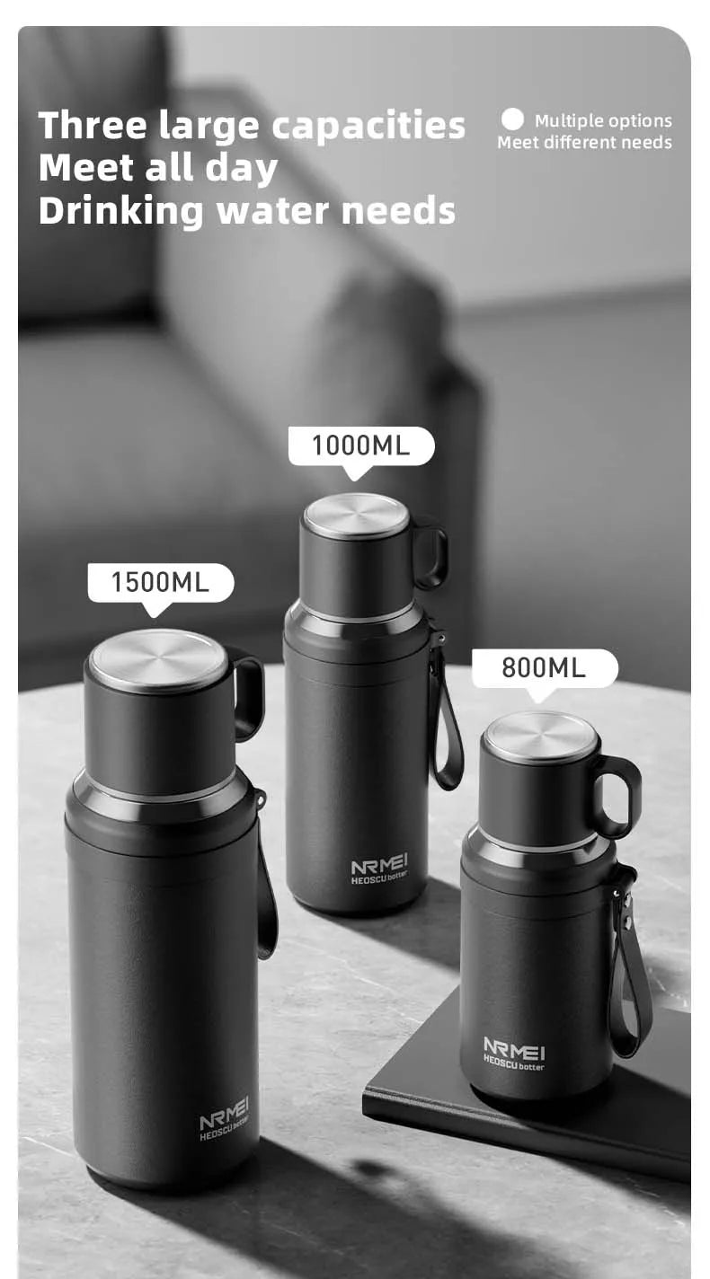 Stainless Steel Thermos Bottle with Magnetic Control, Outdoor Portable Flask, Insulated Water Bottle, Tea Warehouse, 316L