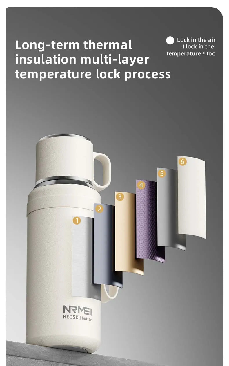 Stainless Steel Thermos Bottle with Magnetic Control, Outdoor Portable Flask, Insulated Water Bottle, Tea Warehouse, 316L