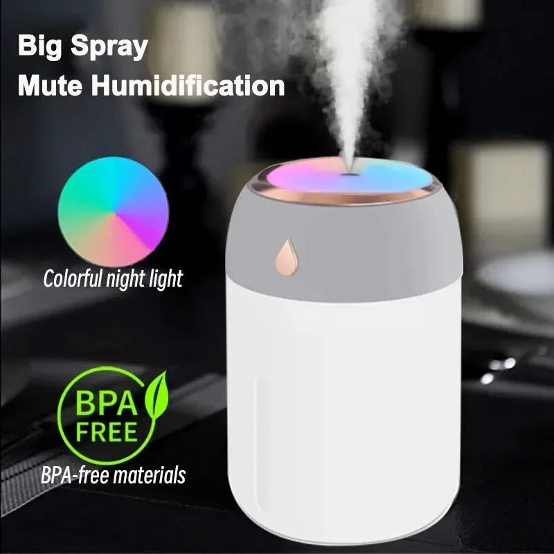 Portable Mini USB Air Humidifier & Aroma Diffuser - 330ml LED Cool Light Mist for Room, Home, Car, Plants & Air Purifier