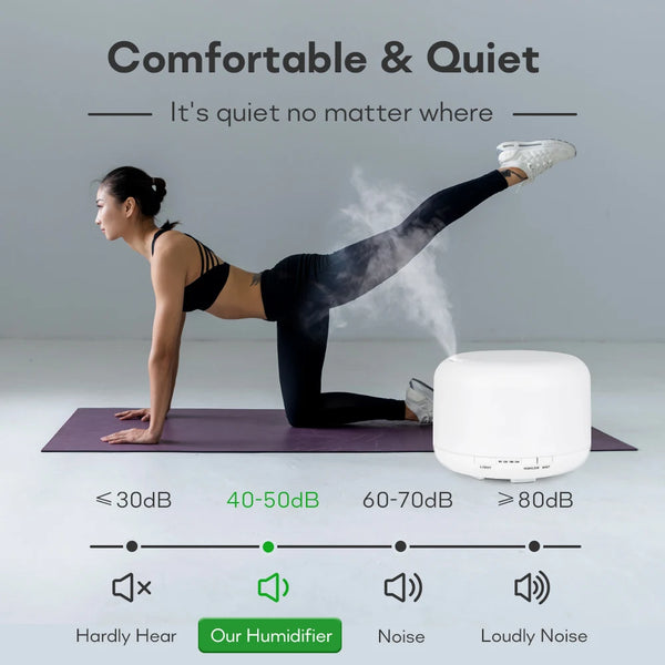 Air Humidifier & Essential Oil Diffuser - 300ml/500ml/1000ml with Lights, Remote Control, Ultrasonic Electric Aromatherapy