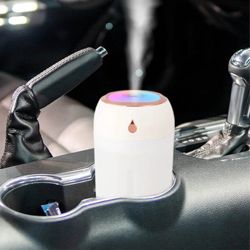 Portable Mini USB Air Humidifier & Aroma Diffuser - 330ml LED Cool Light Mist for Room, Home, Car, Plants & Air Purifier