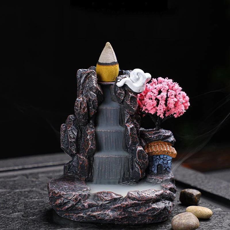 Deluxe Waterfall Backflow Incense Holder with Complimentary Cones – This stunning ceramic aromatherapy ornament turns burning incense into living art. The smoke cascades smoothly downward in swirling rivers