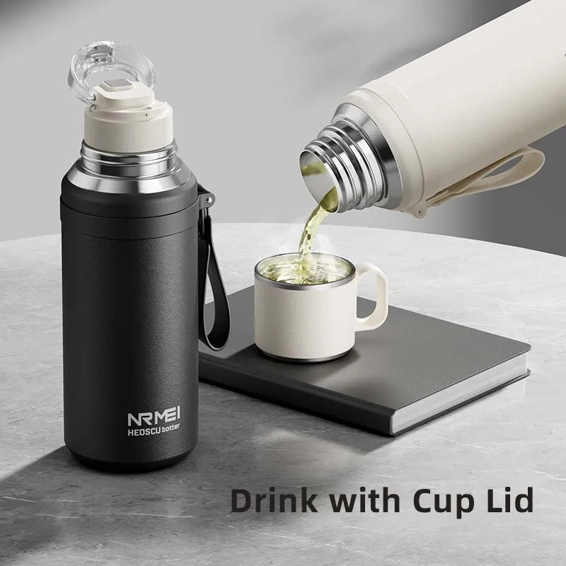 Stainless Steel Thermos Bottle with Magnetic Control, Outdoor Portable Flask, Insulated Water Bottle, Tea Warehouse, 316L