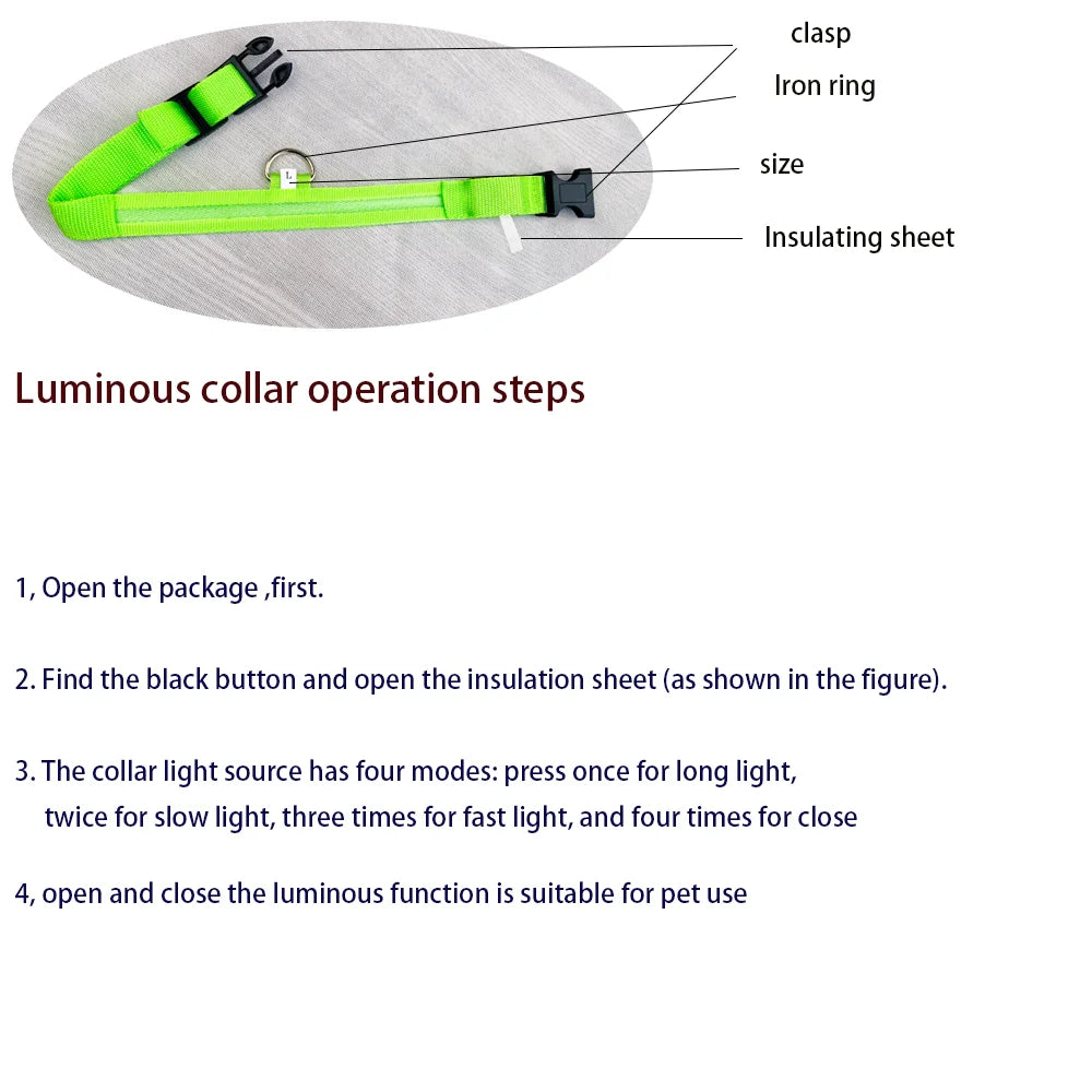 Night Safety Glow in the Dark Luminous Fluorescent Pet Dog Collar