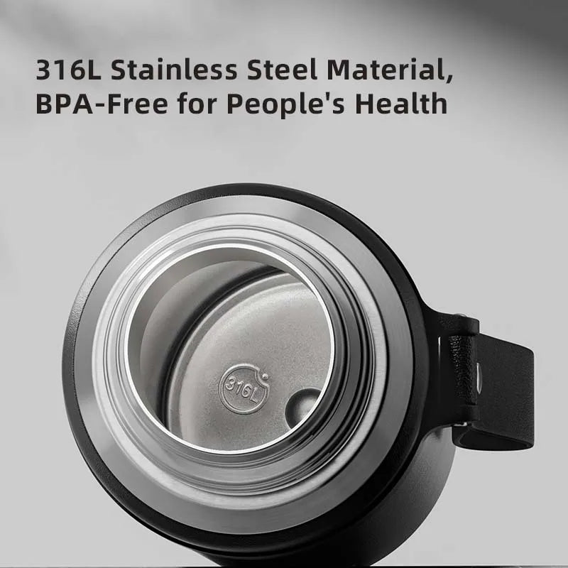 Stainless Steel Thermos Bottle with Magnetic Control, Outdoor Portable Flask, Insulated Water Bottle, Tea Warehouse, 316L