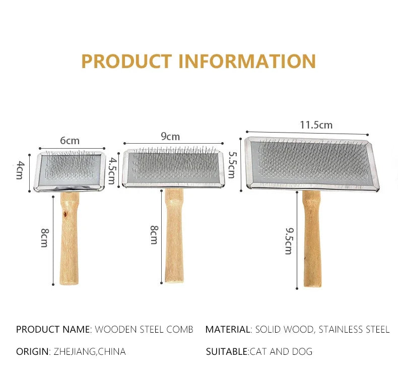 Pet Cat and Dog Grooming Supplies: Hair Remover Brush, Wood Combs, Flea Comb for Shedding