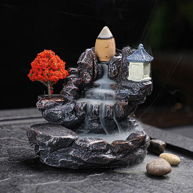 Deluxe Waterfall Backflow Incense Holder with Complimentary Cones – This stunning ceramic aromatherapy ornament turns burning incense into living art. The smoke cascades smoothly downward in swirling rivers