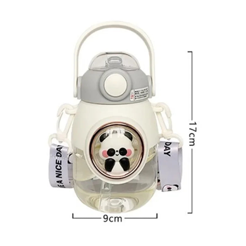 820ml Kids Water Bottle with Straw - Cute Kawaii Cartoon Design for Girls, Large Capacity for School, Student Travel