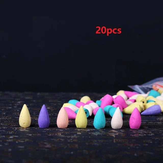Black Ceramic Incense Burner Back Flow Aromatherapy Cones Stick Holder Smoke Waterfall Incense Decoration for Home