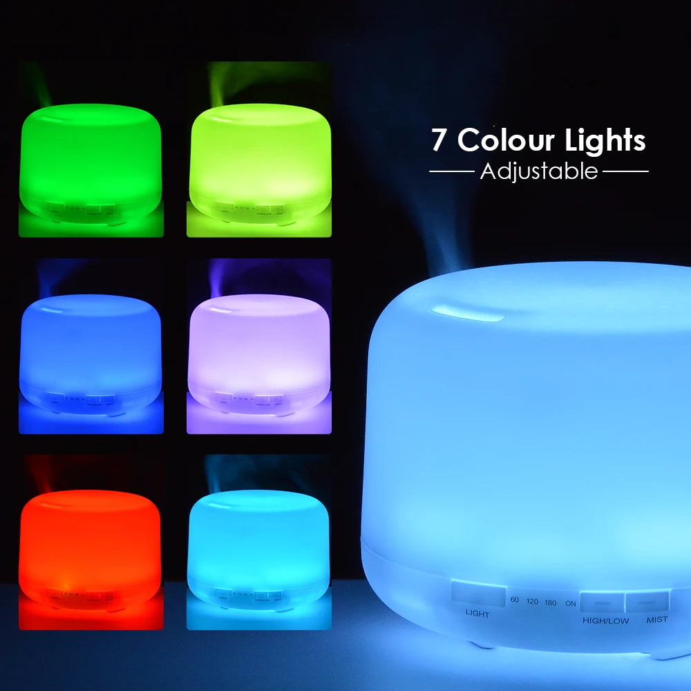 Air Humidifier & Essential Oil Diffuser - 300ml/500ml/1000ml with Lights, Remote Control, Ultrasonic Electric Aromatherapy