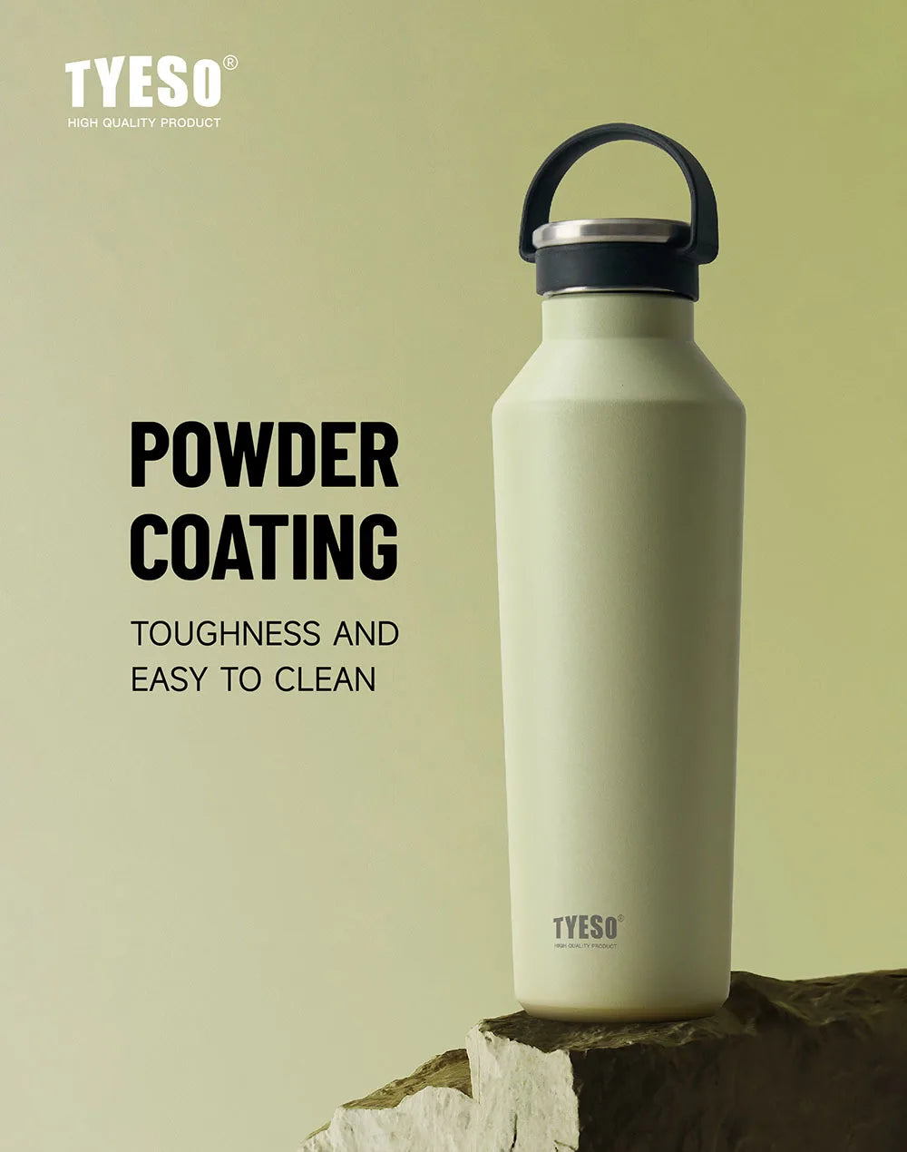 Tyeso 500ml Vacuum Insulated Water Bottle - Leak-Proof, Durable, Matte Finish with Portable Handle for Outdoor Sports