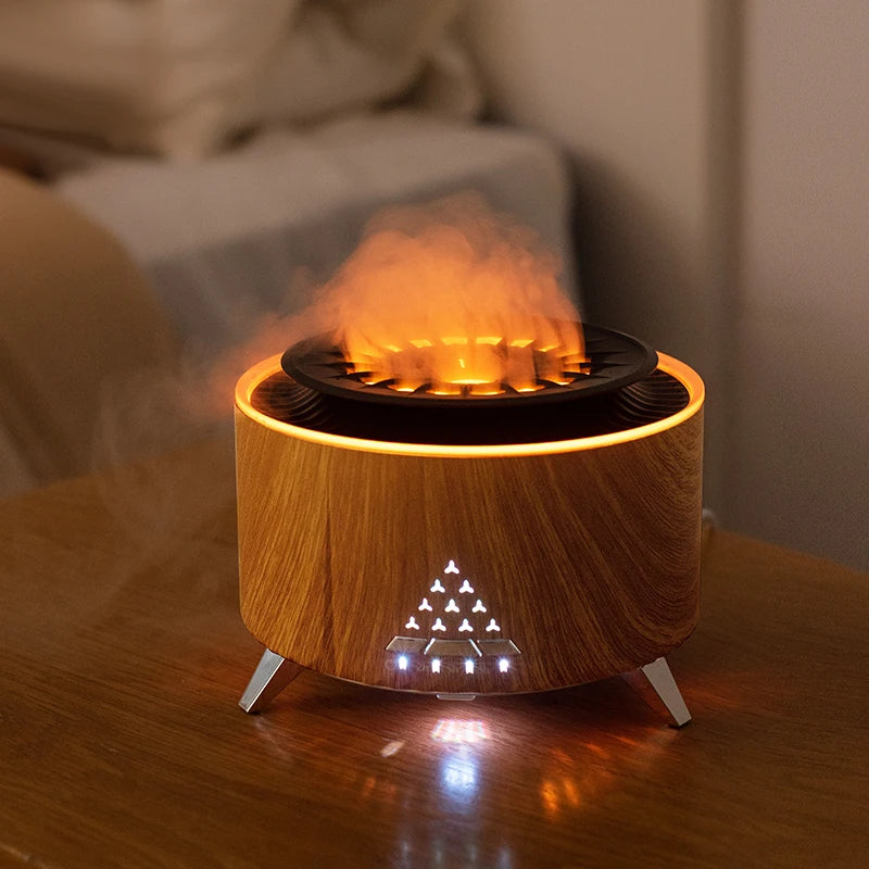 350ml Volcano Flame Air Humidifier - Sleep Aid White Noise Bluetooth Speaker, Essential Oil Diffuser with Remote for Bedroom