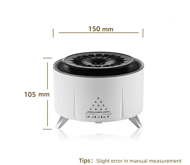 350ml Volcano Flame Air Humidifier - Sleep Aid White Noise Bluetooth Speaker, Essential Oil Diffuser with Remote for Bedroom
